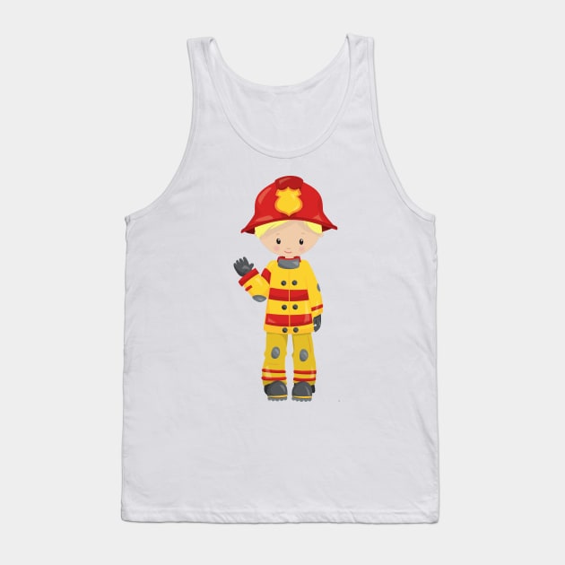 Fireman, Firefighter, Firefighting, Blond Hair Tank Top by Jelena Dunčević